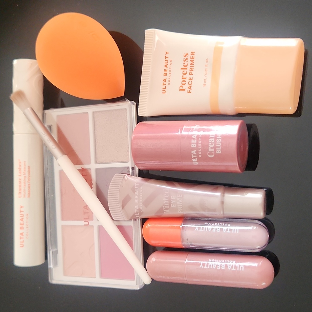 Set Of Makeup Item!  Beauty W/ Vibrant Orange Quilted Throw Bag